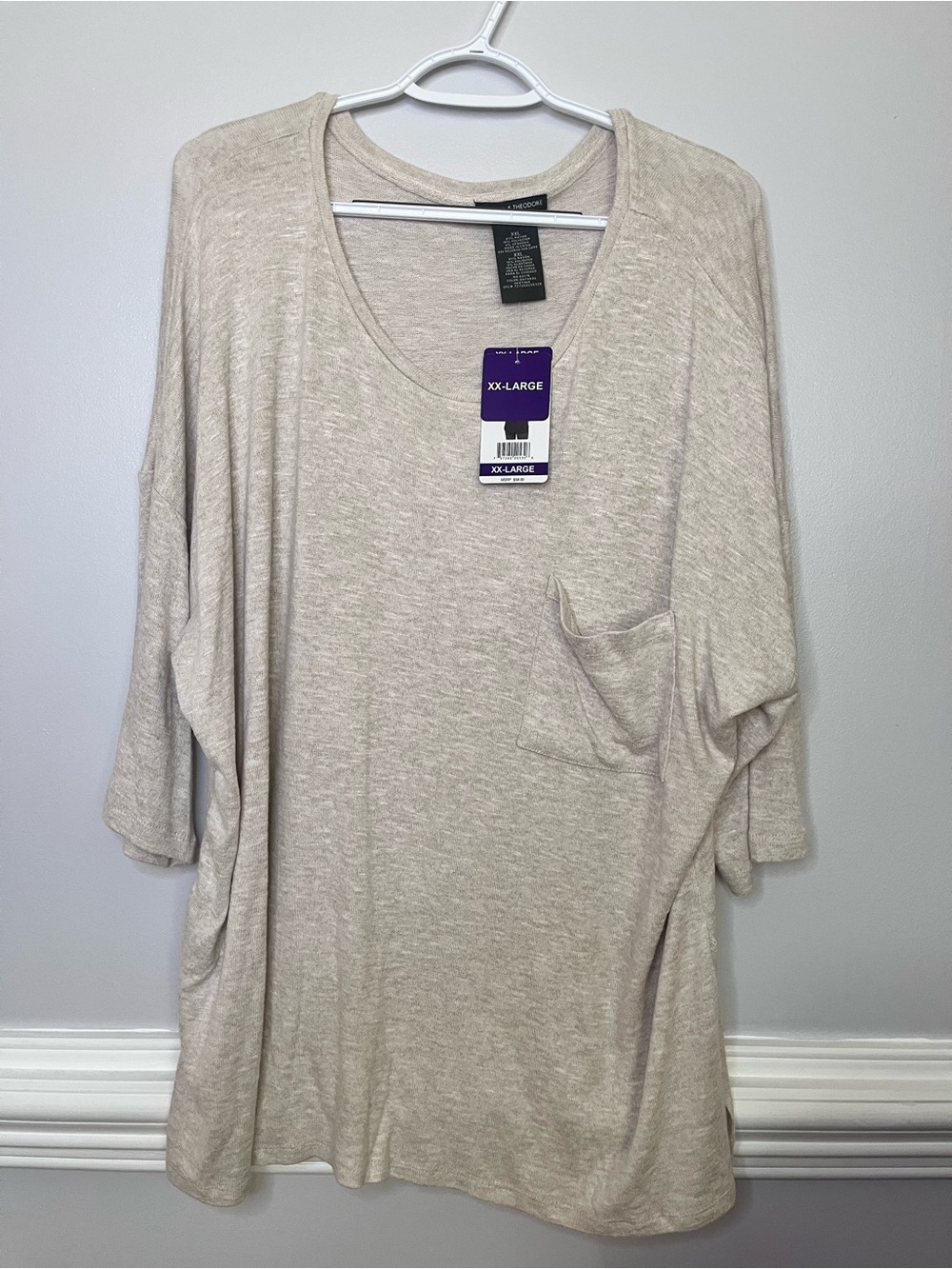 Chelsea & Theodore Beige Scoop Neck Pocket Tunic